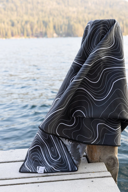 Black Terrain Beach Towel